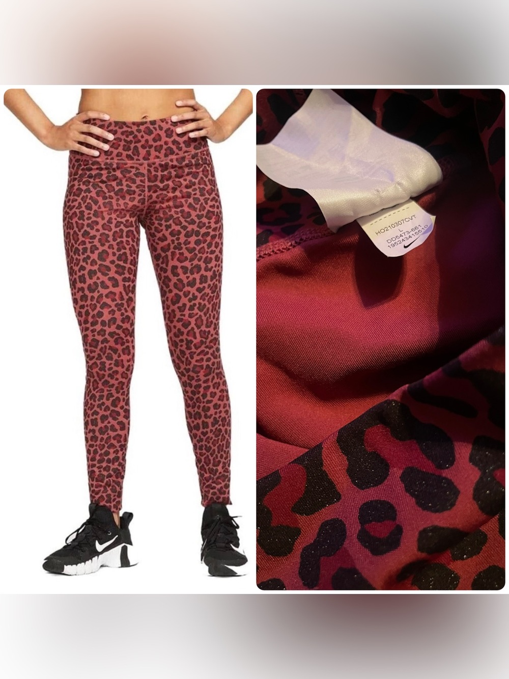 Nike Women's Burgundy Leopard Print Leggings